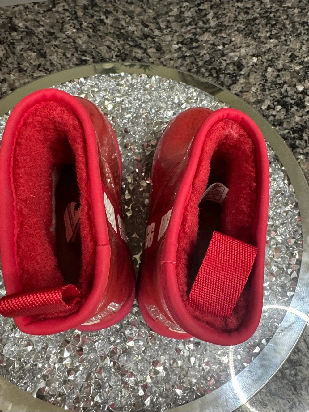 UGG Kids Red Glossy Waterproof ankle Boot EUC 13